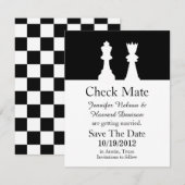 Faire-part de mariage d'échecs à la date de sauveg (Devant / Derrière)
