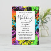 Faire-part de mariage d'éclaboussure arc-en-ciel r (Debout devant)