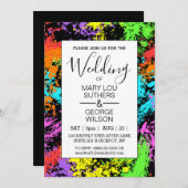 Faire-part de mariage d'éclaboussure arc-en-ciel r (Devant / Derrière)