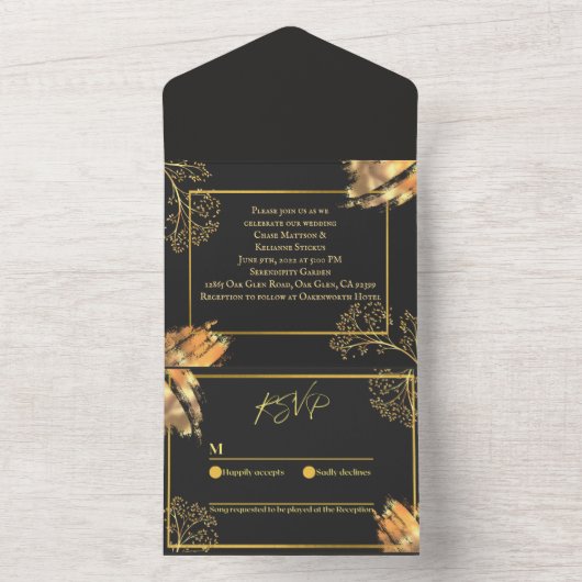 Faire-part de mariage d'éclaboussure couleur noir  (À l'intérieur)