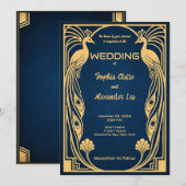Faire-part de mariage Deco Fantasy Paon (Devant / Derrière)