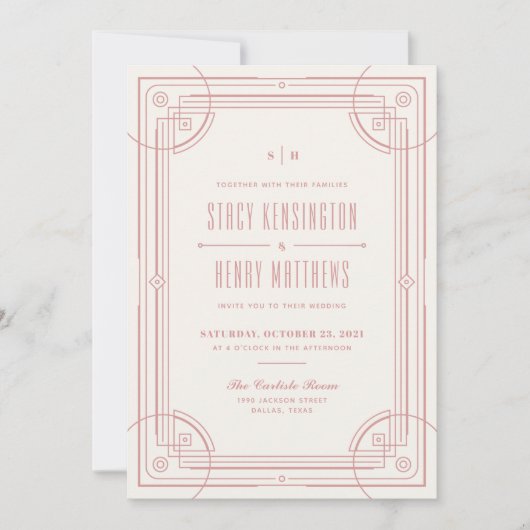 Faire-part de mariage Déco moderne - Rose (Devant)