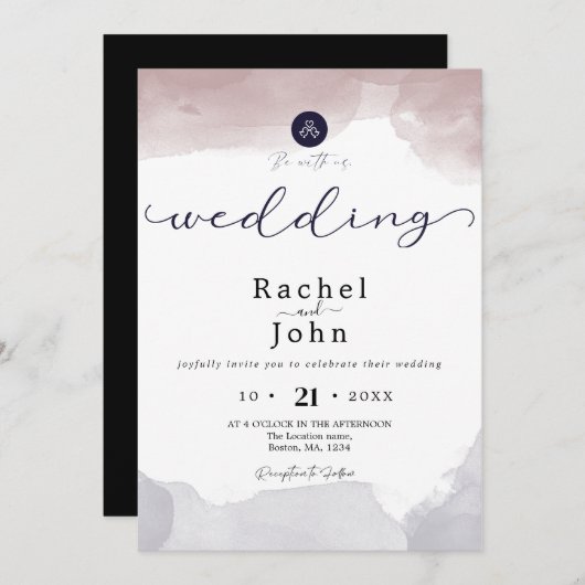 Faire-part de mariage Décontracté Abstrait Waterco (Devant / Derrière)