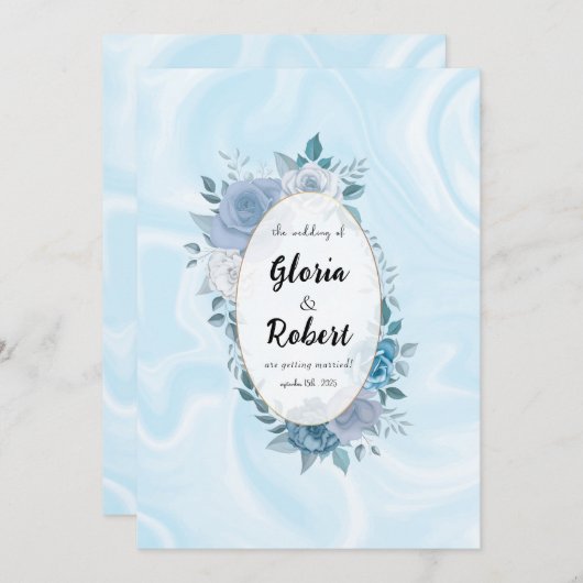 Faire-part de mariage Décontracté de script minima (Devant / Derrière)