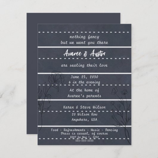 Faire-part de mariage Décontracté du tableau de bo (Devant / Derrière)