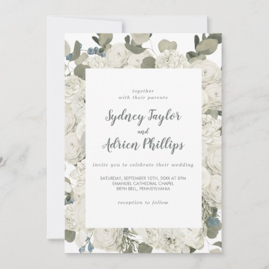 Faire-part de mariage Décontracté Floral d'hiver (Devant)