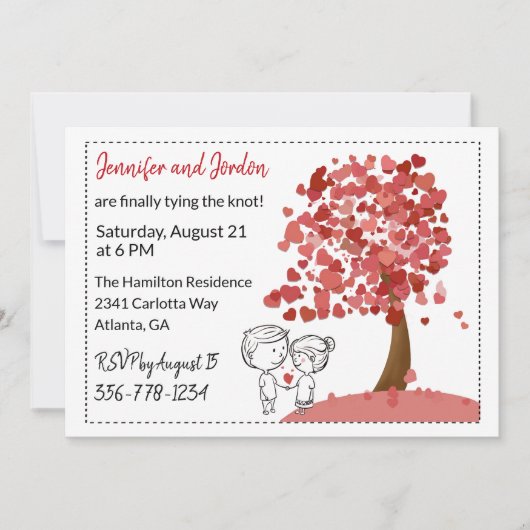 Faire-part de mariage Décontracté Heart Tree (Devant)