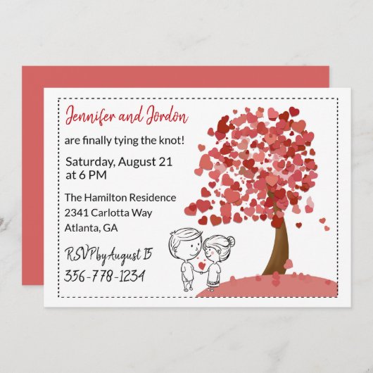 Faire-part de mariage Décontracté Heart Tree (Devant / Derrière)