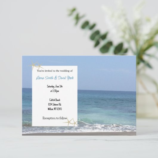 Faire-part de mariage Décontracté plage (Debout devant)