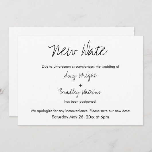 faire-part de Mariage Décontracté reporté "Nouvell (Devant / Derrière)