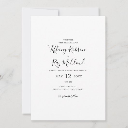 Faire-part de mariage Décontracté simple et élégan (Devant)