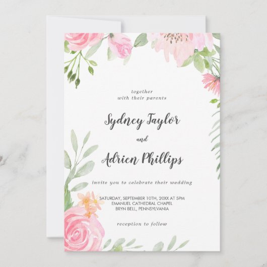 Faire-part de mariage Décontracté Spring Peony (Devant)