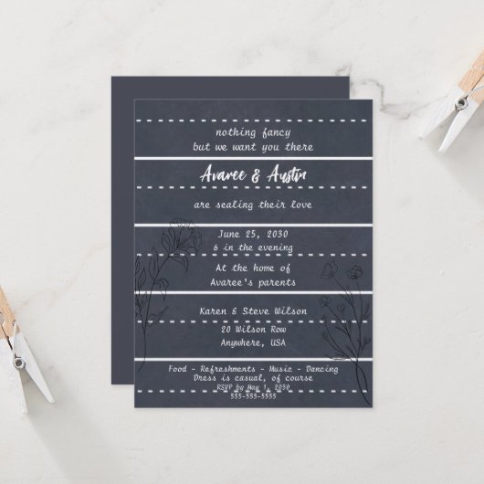 Faire-part de mariage décontracté tableau noir de (Devant/Arrière en situation)