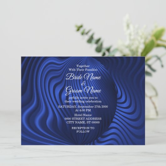 Faire-part de mariage décorative Blue Navy (Debout devant)