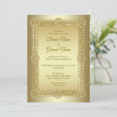 Faire-part de mariage décorative or (Debout devant)