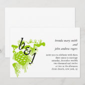Faire-part de mariage décoré d'un monogramme blanc (Devant / Derrière)