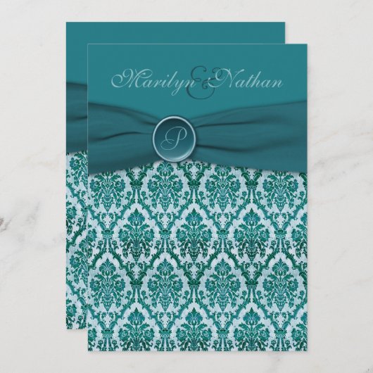 Faire-part de mariage décoré d'un monogramme de (Devant / Derrière)