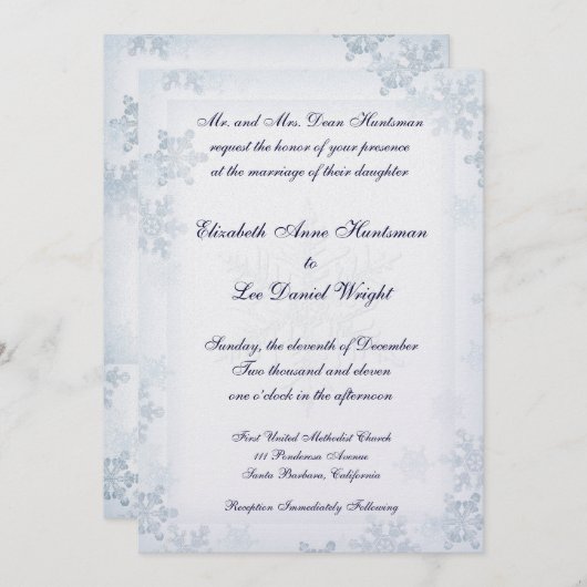 Faire-part de mariage décoré d'un monogramme de (Devant / Derrière)