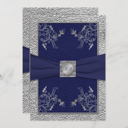 Faire-part de mariage décoré d'un monogramme de (Devant / Derrière)