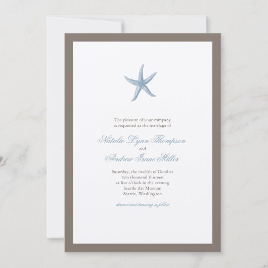 Faire-part de mariage d'écrevisse - BLEU (Devant)