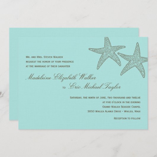 Faire-part de mariage d'écrevisse - Brown/bleu (Devant / Derrière)