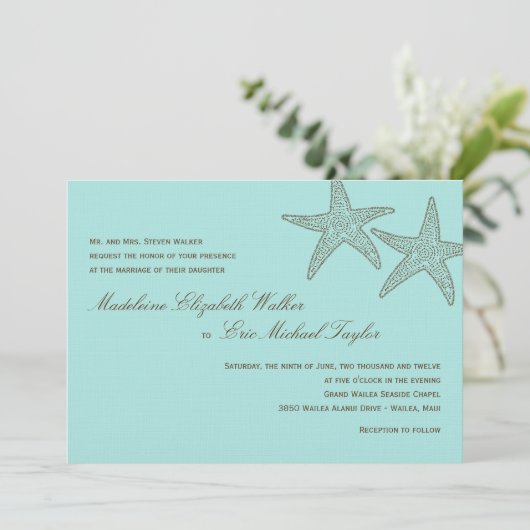 Faire-part de mariage d'écrevisse - Brown/bleu (Debout devant)