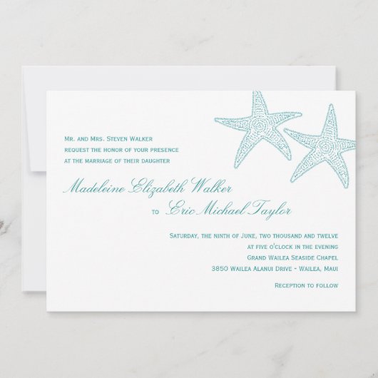 Faire-part de mariage d'écrevisse - Turquoise (Devant)