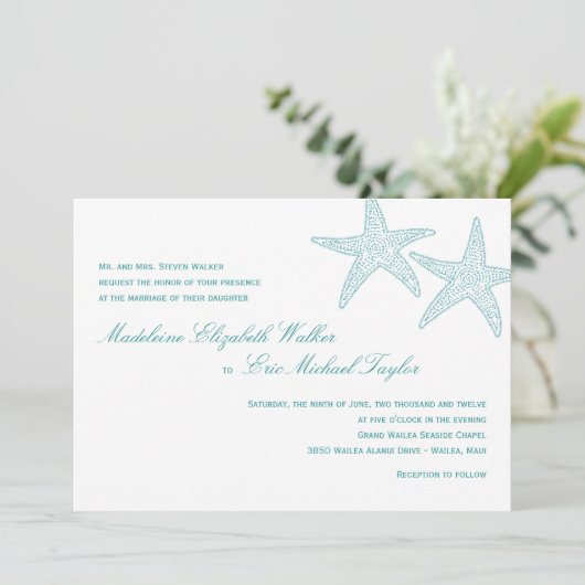 Faire-part de mariage d'écrevisse - Turquoise (Debout devant)