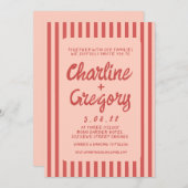 Faire-part de mariage d'écriture manuscrite rose e (Devant / Derrière)