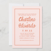 Faire-part de mariage d'écriture manuscrite rose e (Devant)