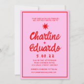 Faire-part de mariage d'écriture manuscrite rose e (Devant)