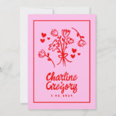 Faire-part de mariage d'écriture manuscrite rose e (Dos)