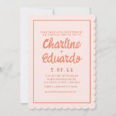 Faire-part de mariage d'écriture manuscrite rose e (Devant)