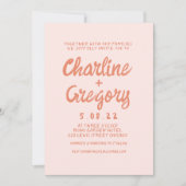 Faire-part de mariage d'écriture manuscrite rose e (Devant)