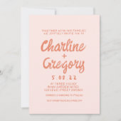 Faire-part de mariage d'écriture manuscrite rose e (Devant)