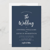 faire-part de mariage d'écriture rustique bleu mar (Devant / Derrière)