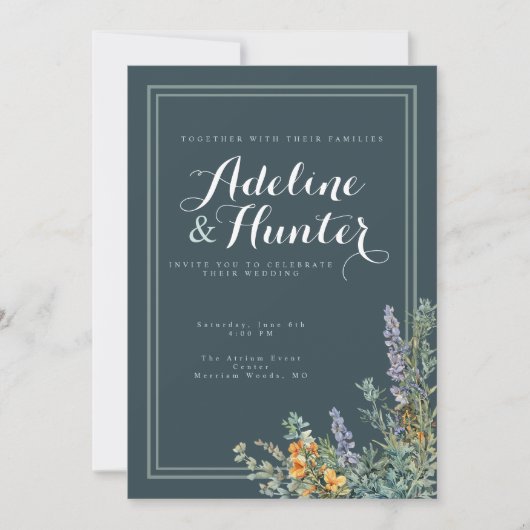 Faire-part de mariage Deep Sage (Devant)