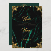 Faire-part de mariage d'effet velours émeraude (Devant / Derrière)