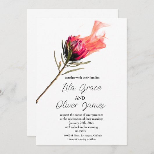 Faire-part de mariage d'élégance de la floraison a (Devant / Derrière)