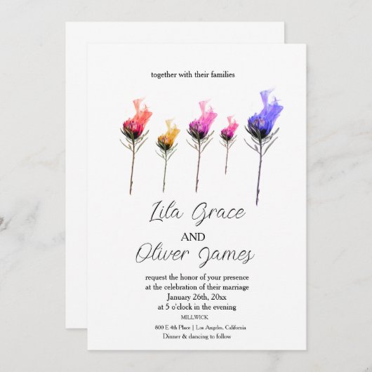 Faire-part de mariage d'élégance de la floraison a (Devant / Derrière)