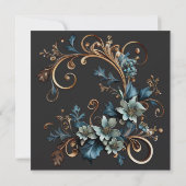 Faire-part de mariage d'élégance florale dorée (Dos)