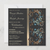 Faire-part de mariage d'élégance florale dorée (Devant)