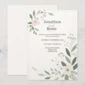 Faire-part de mariage d'élégance florale lunaire (Devant / Derrière)