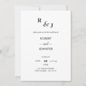 Faire-part de mariage d'élégance moderne noir et b (Devant)