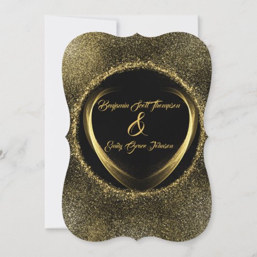 faire-part de mariage d'élégance moderne or et noi (Dos)