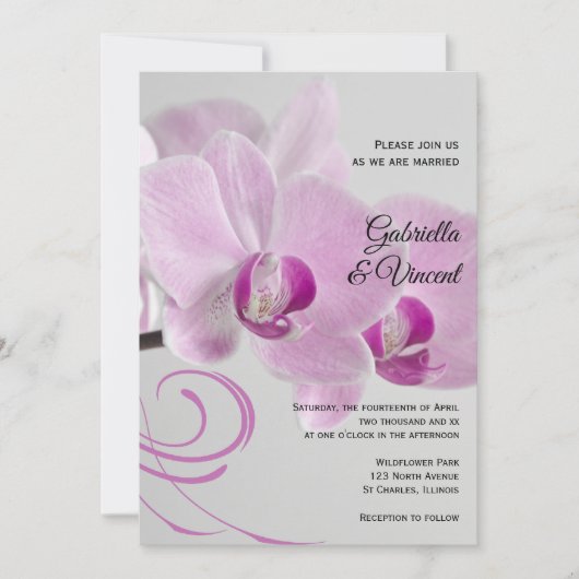 Faire-part de mariage d'élégance orchidée rose (Devant)