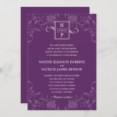Faire-part de mariage d'élégance raffinée - violet (Devant / Derrière)