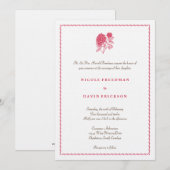 Faire-part de mariage d'élégance simple dahlia rou (Devant / Derrière)