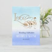 Faire-part de mariage d'élégance Swan Love (Debout devant)