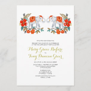 Faire-part de mariage d'éléphant d'Asie